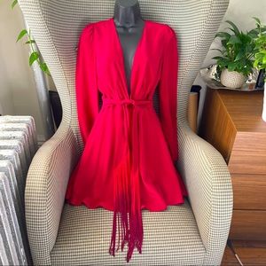 carmella by katheryn rice red silk mini dress